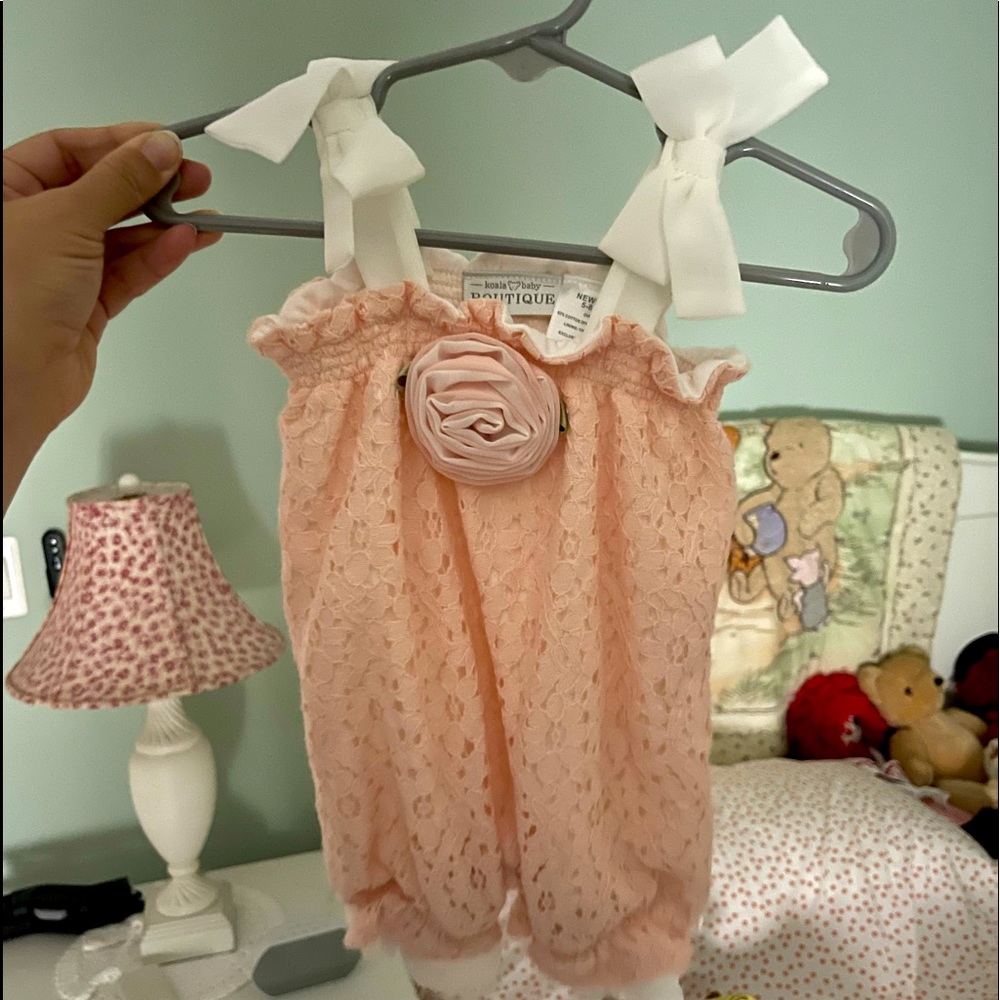Pink Newborn Lace Romper
